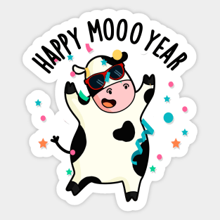 Happy Moo Year Funny Cow Pun Sticker